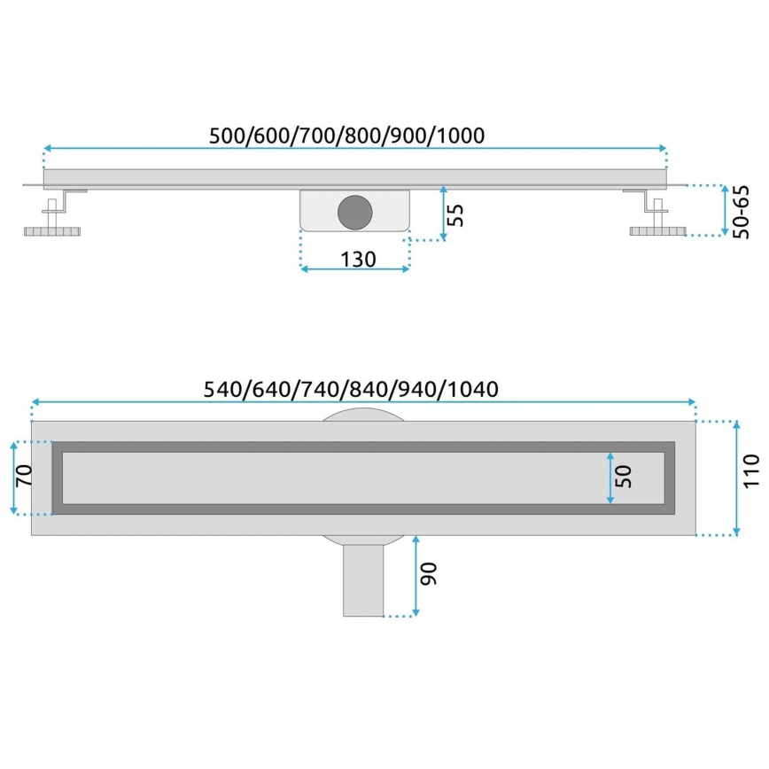 REA-G5810 - Odtokový žlab NEOX PRO 90 cm nikl