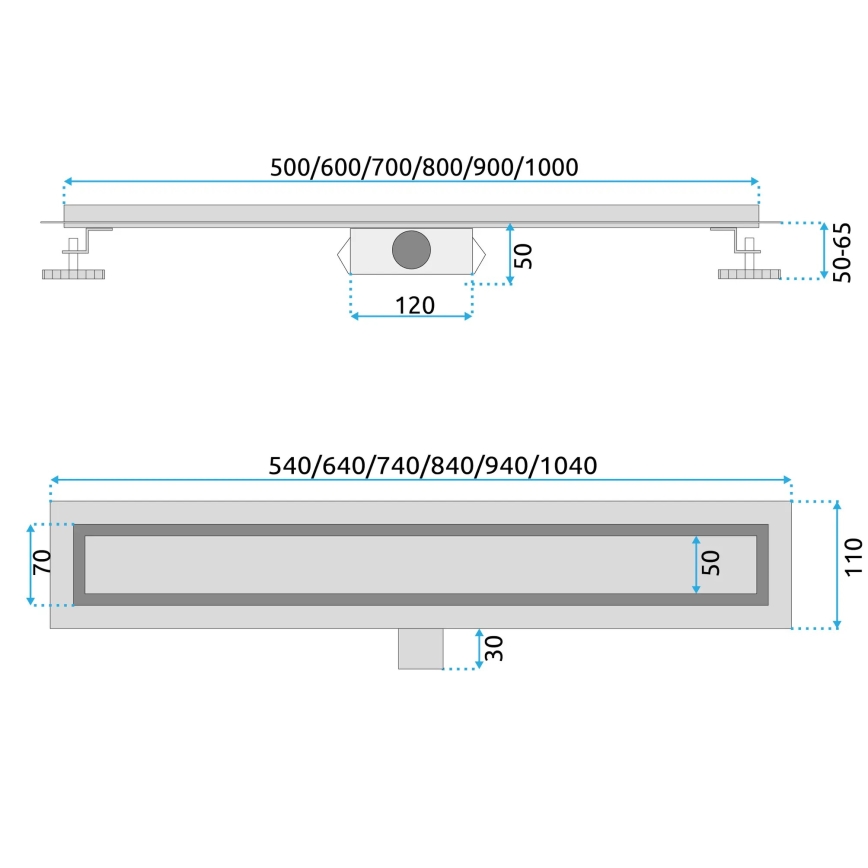 REA-G6602 - Odtokový žlab PURE NEOX 70 cm matná černá