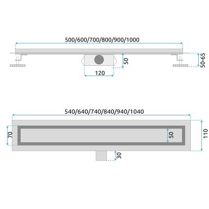 REA-G6605 - Odtokový žlab PURE NEOX 100 cm matná černá