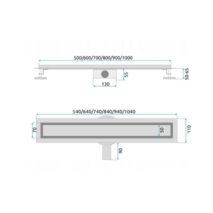 REA-G7803 - Odtokový žlab NEOX PRO 80 cm nerezová ocel/černá