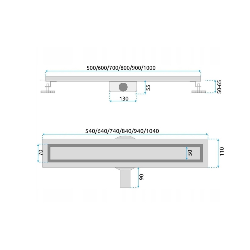 REA-G7803 - Odtokový žlab NEOX PRO 80 cm nerezová ocel/černá