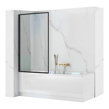 REA-K7390 - Vanová zástěna LAGOS 140x80 cm černá/čirá