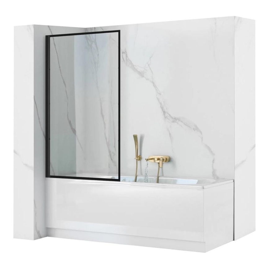 REA-K7390 - Vanová zástěna LAGOS 140x80 cm černá/čirá