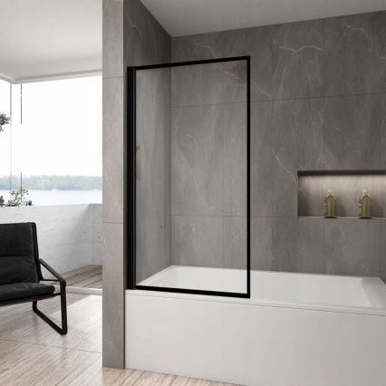 REA-K7390 - Vanová zástěna LAGOS 140x80 cm černá/čirá