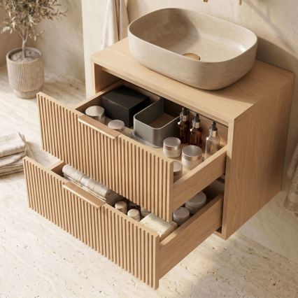REA-M0409 - Závěsná koupelnová skříňka pod umyvadlo MONO 80x48,5 cm béžová