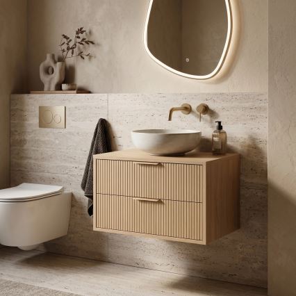 REA-M0409 - Závěsná koupelnová skříňka pod umyvadlo MONO 80x48,5 cm béžová