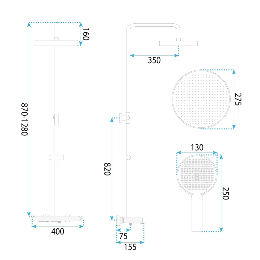 REA-P0353 - Sprchová sada s baterií FAREL matná bílá