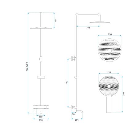 REA-P5961 - Sprchová sada s termostatickou baterií LUNGO DIAMOND lesklý chrom