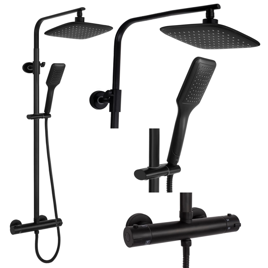 REA-P7101 - Sprchová sada s termostatickou baterií TOM matná černá