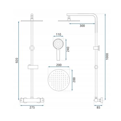 REA-P8413 - Sprchová sada s termostatickou baterií BLISS broušená zlatá