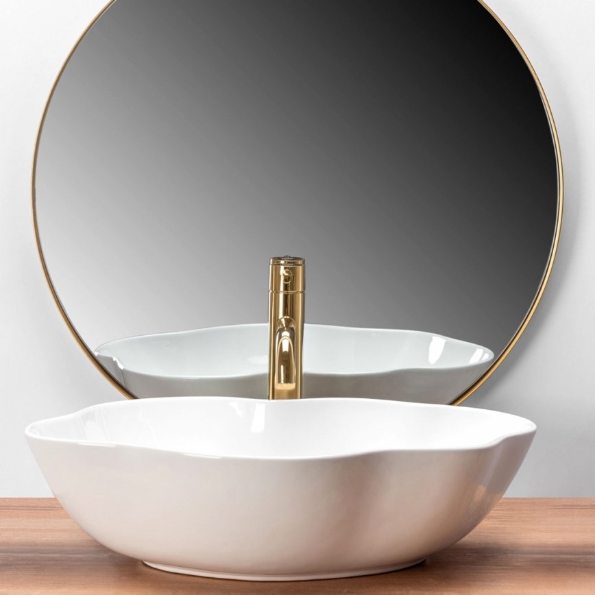REA-U0265 - Umyvadlo na desku PEARL 38x50,5 cm keramika/lesklá bílá