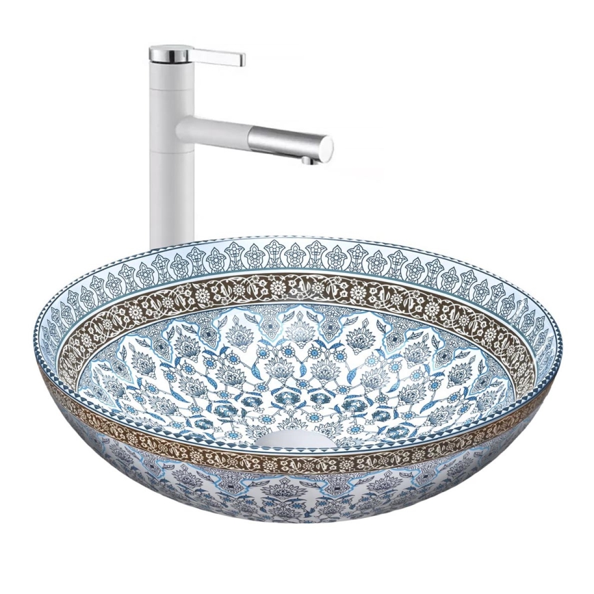 REA-U0267 - Umyvadlo na desku ARTE pr. 40 cm keramika/ornamentální vzor