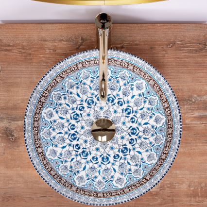 REA-U0267 - Umyvadlo na desku ARTE pr. 40 cm keramika/ornamentální vzor