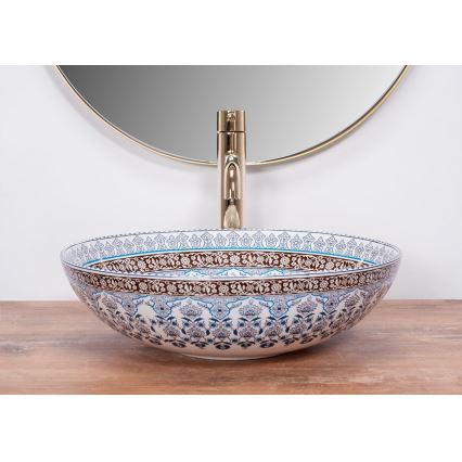REA-U0267 - Umyvadlo na desku ARTE pr. 40 cm keramika/ornamentální vzor