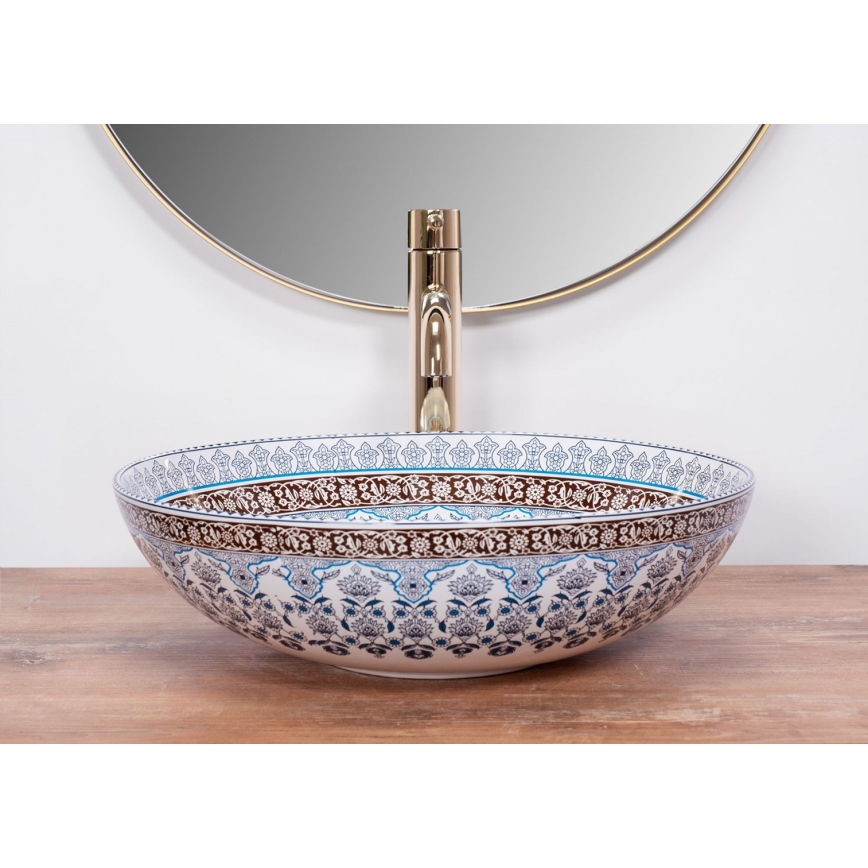 REA-U0267 - Umyvadlo na desku ARTE pr. 40 cm keramika/ornamentální vzor