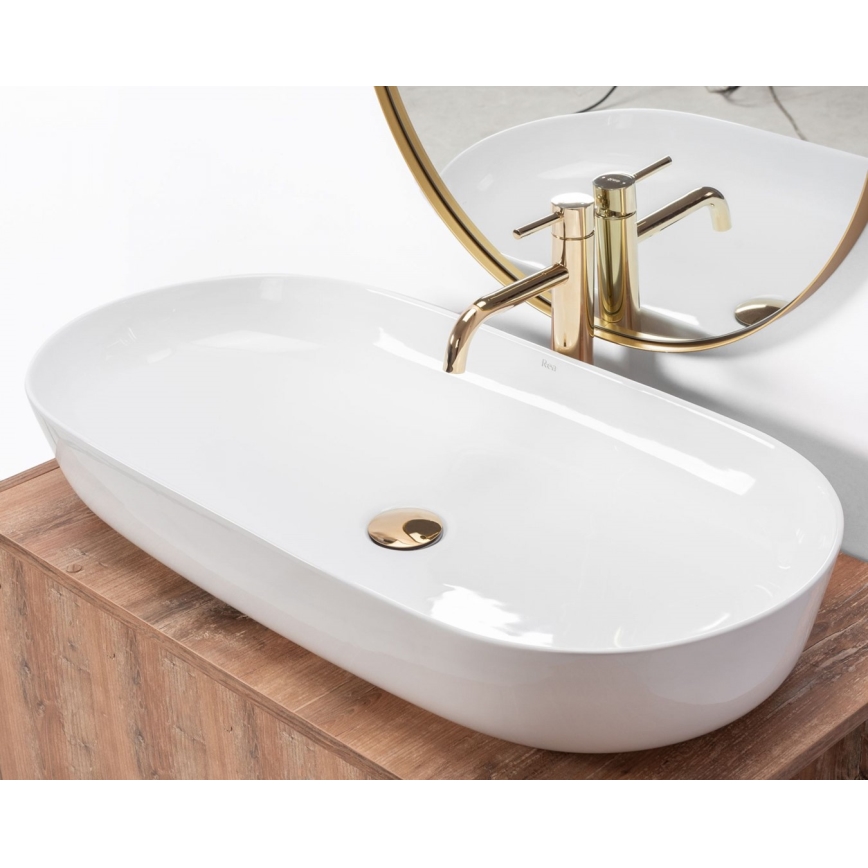 REA-U0563 - Umyvadlo na desku CLEO 41x81 cm keramika/lesklá bílá