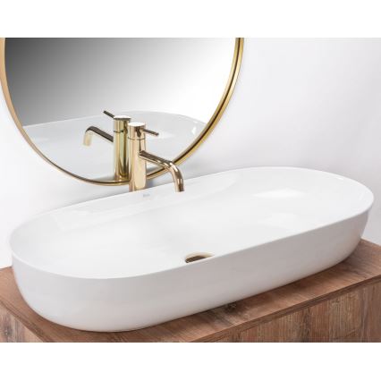 REA-U0563 - Umyvadlo na desku CLEO 41x81 cm keramika/lesklá bílá
