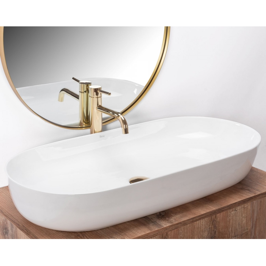 REA-U0563 - Umyvadlo na desku CLEO 41x81 cm keramika/lesklá bílá