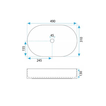 REA-U0603 - Umyvadlo na desku VANDA 31x49 cm keramika/lesklá bílá