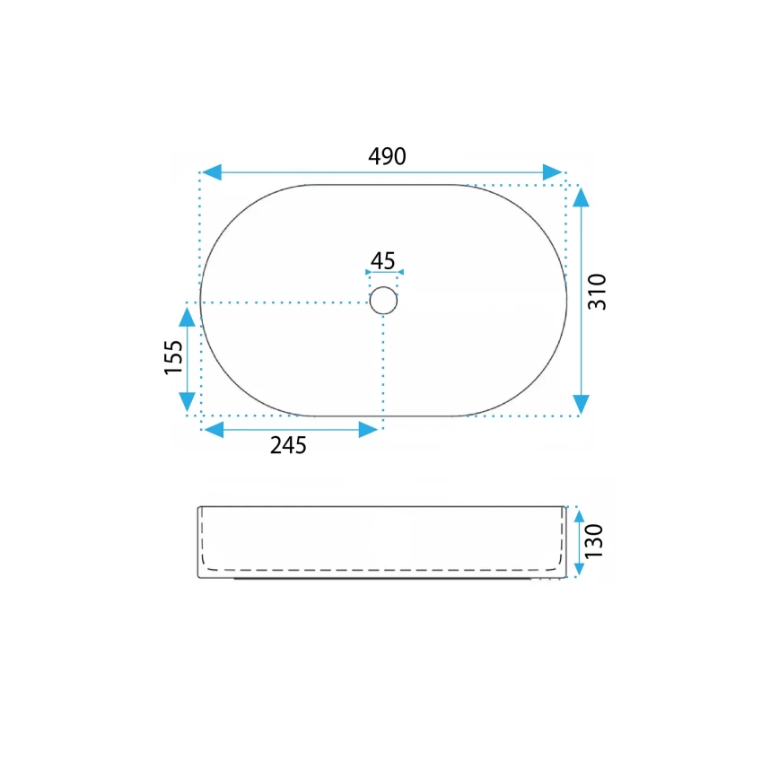 REA-U0603 - Umyvadlo na desku VANDA 31x49 cm keramika/lesklá bílá
