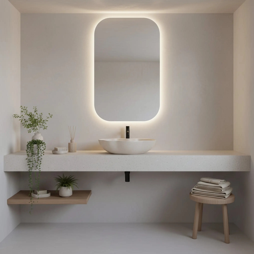 REA-U0617 - Umyvadlo na desku PEARL 38x50,5 cm keramika/béžová/imitace kamene