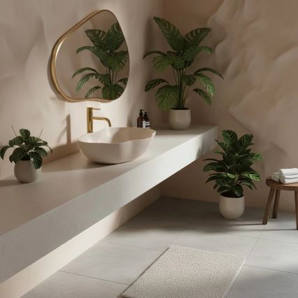 REA-U0617 - Umyvadlo na desku PEARL 38x50,5 cm keramika/béžová/imitace kamene