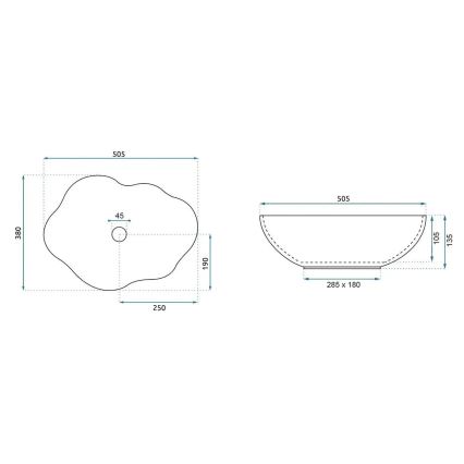 REA-U0617 - Umyvadlo na desku PEARL 38x50,5 cm keramika/béžová/imitace kamene