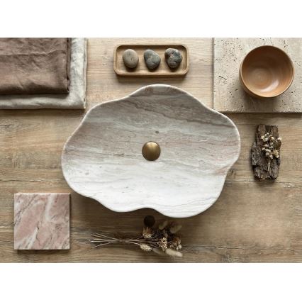 REA-U0618 - Umyvadlo na desku PEARL 38x50,5 cm keramika/béžová/imitace kamene