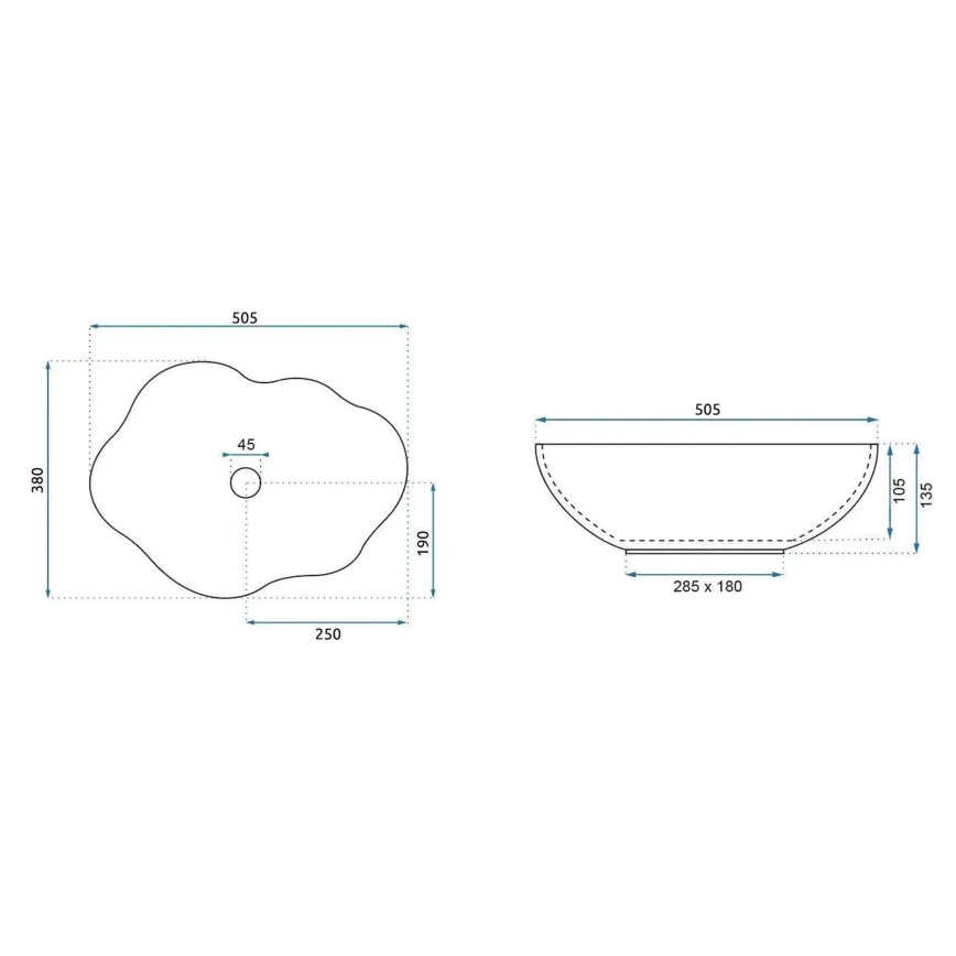 REA-U0618 - Umyvadlo na desku PEARL 38x50,5 cm keramika/béžová/imitace kamene