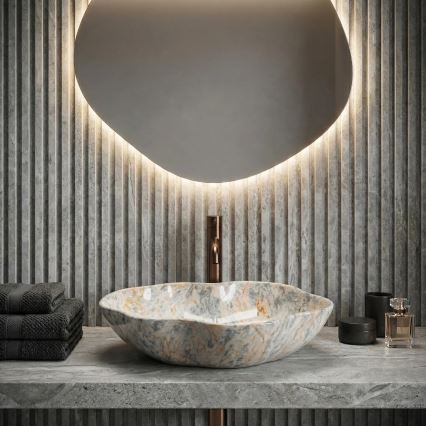 REA-U0620 - Umyvadlo na desku PEARL 38x50,5 cm keramika/šedá/béžová/imitace kamene