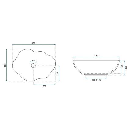 REA-U0620 - Umyvadlo na desku PEARL 38x50,5 cm keramika/šedá/béžová/imitace kamene