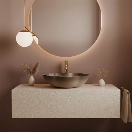 REA-U0629 - Umyvadlo na desku PEARL 38x50,5 cm keramika/hnědá