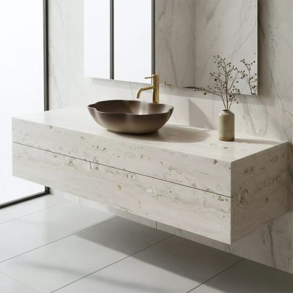 REA-U0629 - Umyvadlo na desku PEARL 38x50,5 cm keramika/hnědá