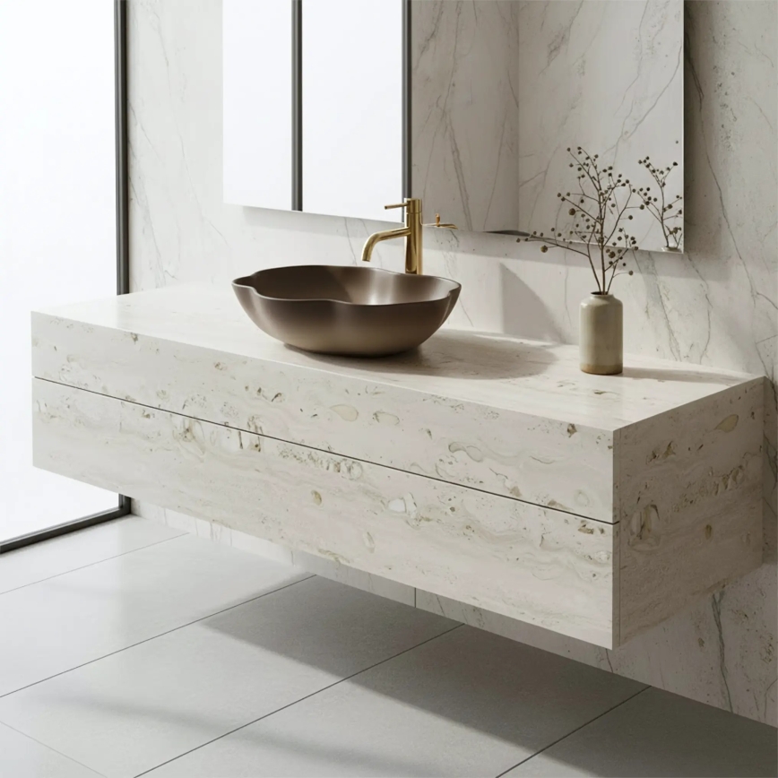 REA-U0629 - Umyvadlo na desku PEARL 38x50,5 cm keramika/hnědá