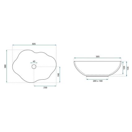 REA-U0629 - Umyvadlo na desku PEARL 38x50,5 cm keramika/hnědá