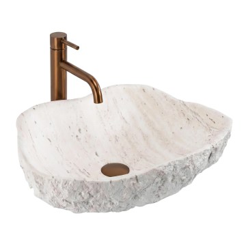 REA-U0642 - Umyvadlo na desku ISLA 37x49 cm bílá/béžová/imitace kamene