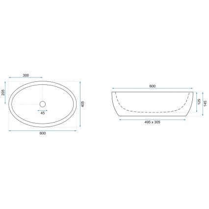 REA-U0656 - Umyvadlo na desku MELANIA 40,5x60 cm keramika/lesklá bílá