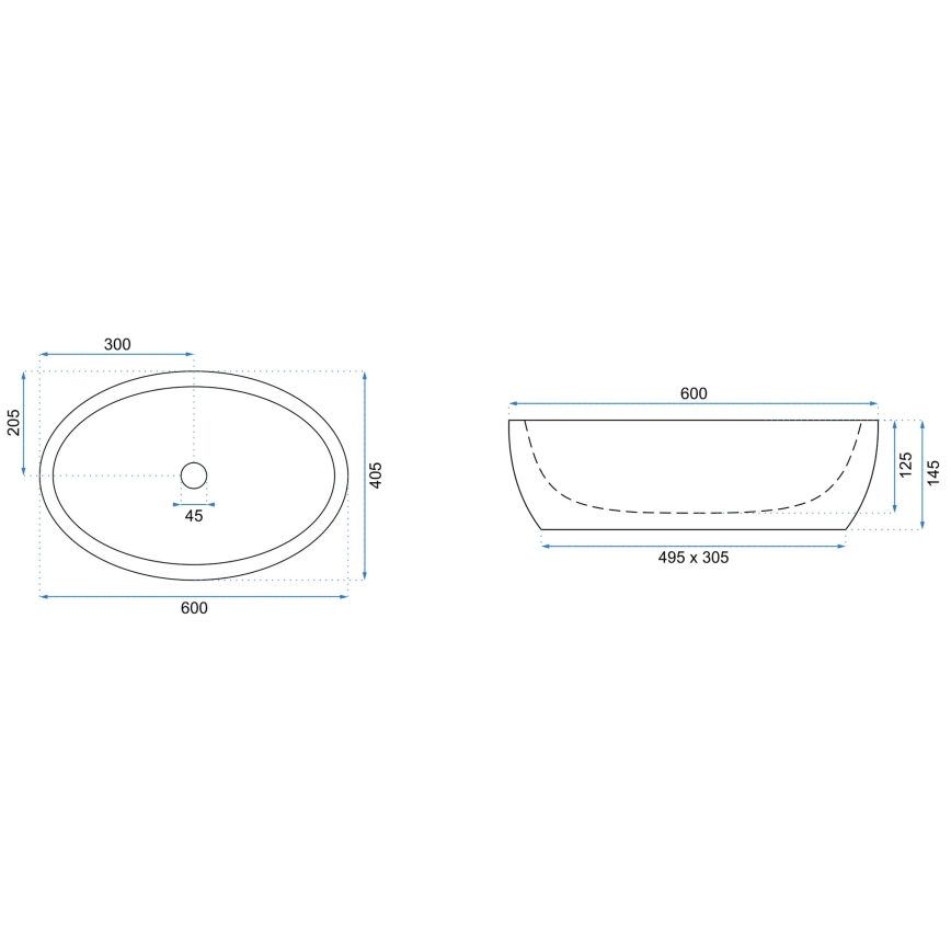 REA-U0656 - Umyvadlo na desku MELANIA 40,5x60 cm keramika/lesklá bílá