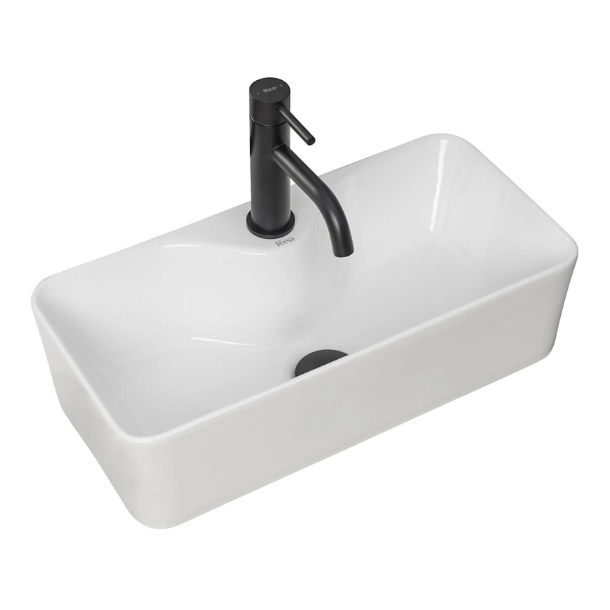 REA-U0699 - Umyvadlo na desku MERY 25x50,5 cm keramika/lesklá bílá