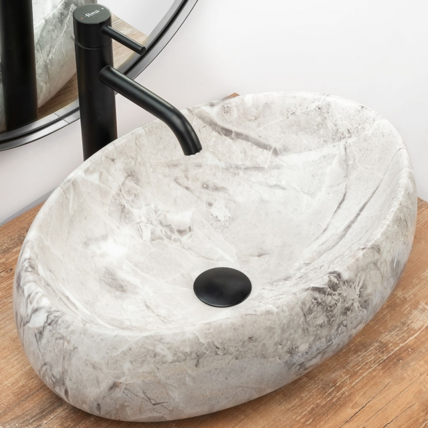 REA-U1020 - Umyvadlo na desku LINDA 34x48,5 cm keramika/imitace kamene
