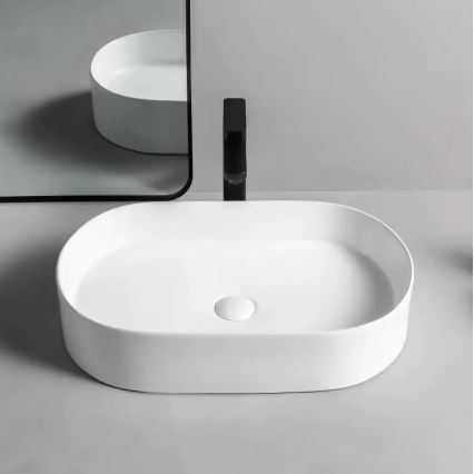 REA-U1055 - Umyvadlo na desku NADIA 38,5x61 cm keramika/lesklá bílá
