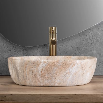 REA-U3000 - Umyvadlo na desku AMELIA 34,5x48 cm keramika/béžová/imitace kamene