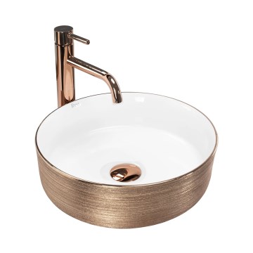 REA-U3303 - Umyvadlo na desku SAMI pr. 37 cm keramika/bílá/zlatá