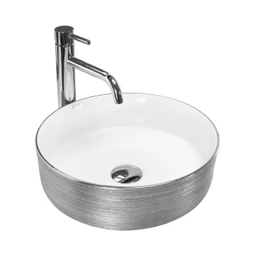 REA-U3304 - Umyvadlo na desku SAMI pr. 36 cm keramika/bílá/stříbrná