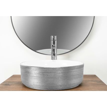 REA-U3304 - Umyvadlo na desku SAMI pr. 36 cm keramika/bílá/stříbrná