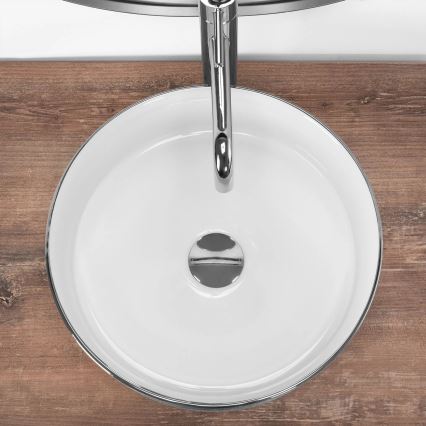 REA-U3304 - Umyvadlo na desku SAMI pr. 36 cm keramika/bílá/stříbrná