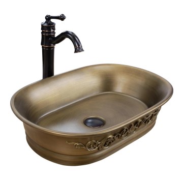 REA-U3305 -  Umyvadlo na desku WILMA RUSTIC 38x55 cm keramika/měděná
