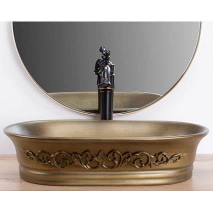 REA-U3305 -  Umyvadlo na desku WILMA RUSTIC 38x55 cm keramika/měděná