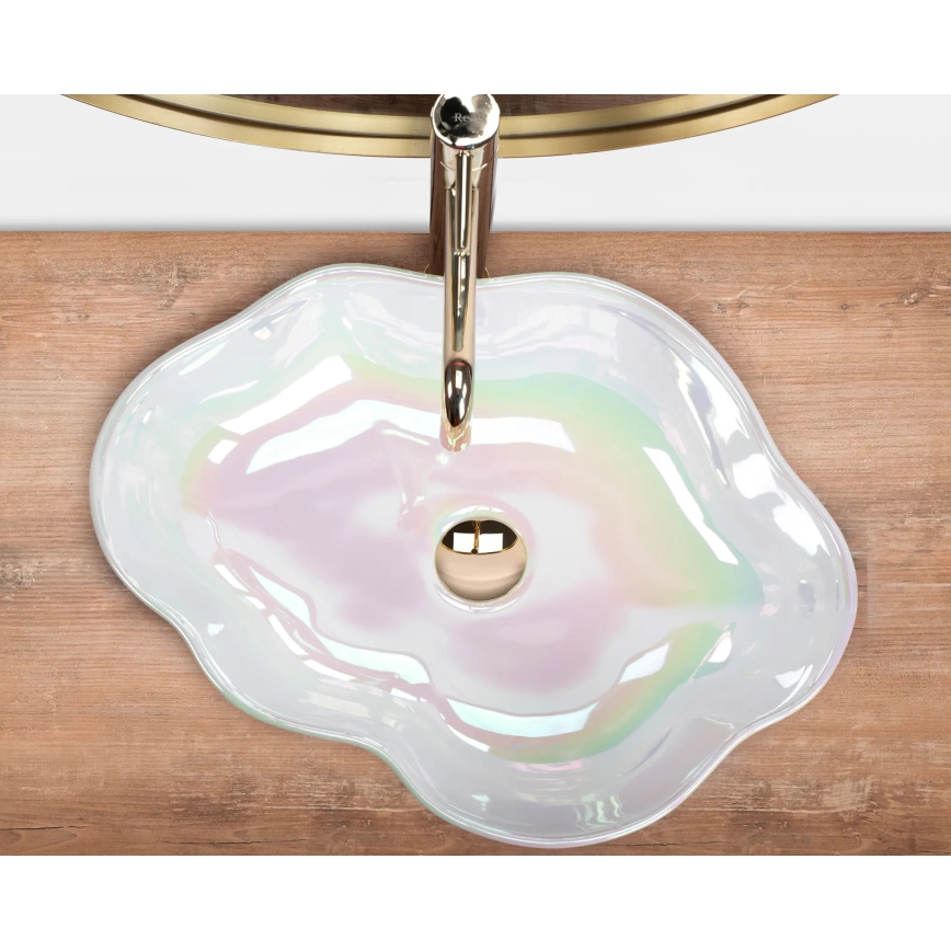 REA-U3309 - Umyvadlo na desku PEARL 38x50,5 cm keramika/pestrobarevná