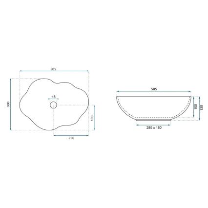 REA-U3309 - Umyvadlo na desku PEARL 38x50,5 cm keramika/pestrobarevná